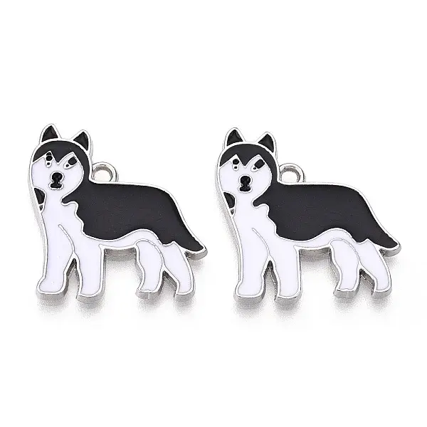 Rack Plating Alloy Enamel Dog Pendants