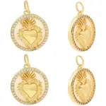 6Pcs Golden Tone Brass Micro Pave Cubic Zirconia Pendants