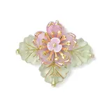 Brass Glass Seed Beaded Flower Pendants