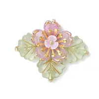 Brass Glass Seed Beaded Flower Pendants