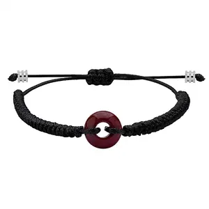Natural Red Jasper Donut Braided Bead Bracelet
