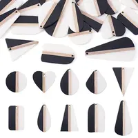 20Pcs 10 Styles Resin & Natural Wood Pendants