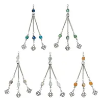 10Pcs 5 Colors Alloy Silver Tassel ABS Plastic Beads Pendants with Jumping Ring
