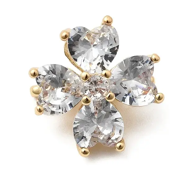 Brass Pave Clear Cubic Zirconia Spacer Bars