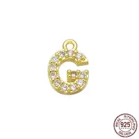Real 18K Gold Plated 925 Sterling Silver Micro Pave Clear Cubic Zirconia Charms