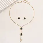 Stainless Steel Shell Heart Flower Fan Tassel Jewelry Set for Women