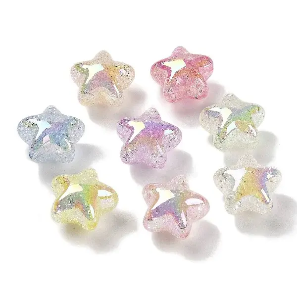 UV Plating Transparent Rainbow Iridescent Acrylic Beads