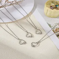 4Pcs Brass Micro Pave Cubic Zirconia Pendant Necklace for Women