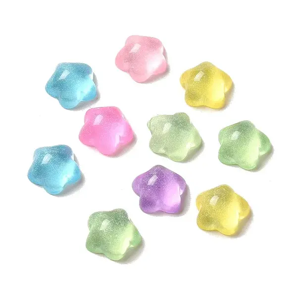Transparent Resin Decoden Cabochons with Glitter Powder