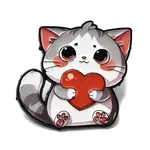 Cat with Heart Enamel Pins