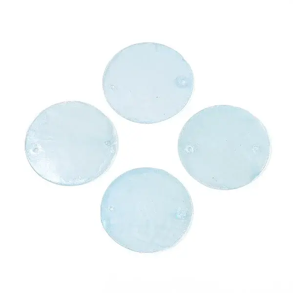 Spray Painted Natural Capiz Shell Disc Links Connector Charms