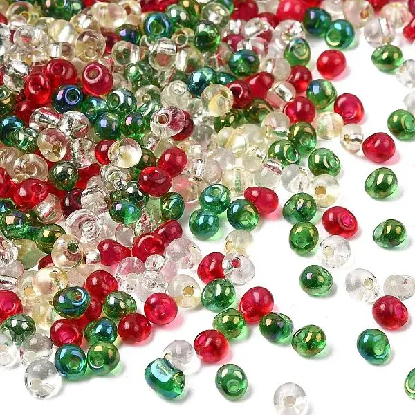 4 Colors Christmas 6/0 Transparent Fringe Glass Seed Beads