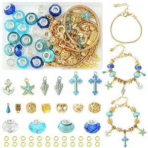 DIY Marine Theme Resin & Alloy Enamel Bead European Bracelet Making Kits