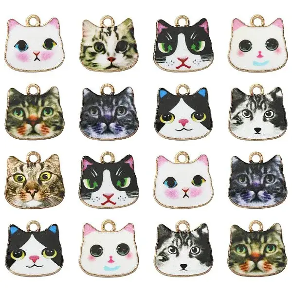 45Pcs 9 Styles Printed Alloy Pendants