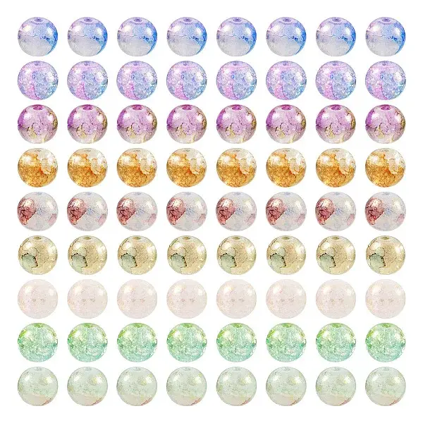 180Pcs 9 Colors Baking Painted Crackle Glass Beads