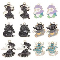 24Pcs 6 Style Alloy Enamel Pendants