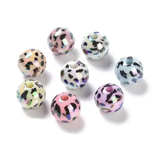 UV Plating Rainbow Iridescent Opaque Acrylic Beads