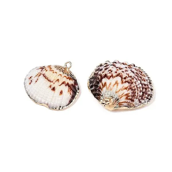 Electroplated Edge Natural Sea Shell Pendants