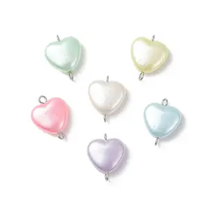 Opaque Acrylic Heart Links Connector Charms