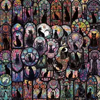 50Pcs Gothic PVC Self-Adhesive Black Cat Cartoon Stickers