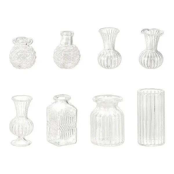 8Pcs 8 Styles Glass Vase