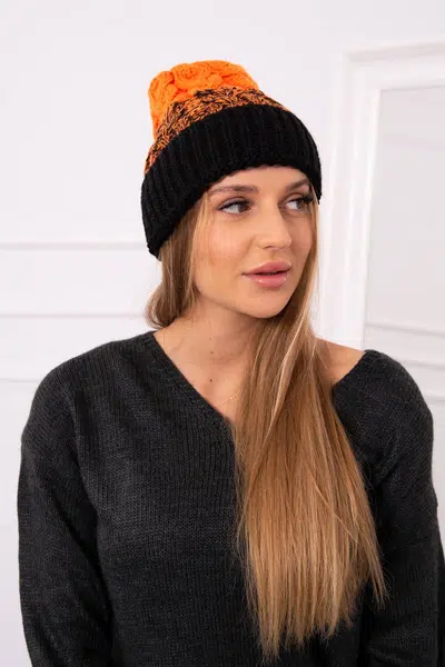 Kesi Dámska čiapka Samara K346 čierna+oranžová neónová