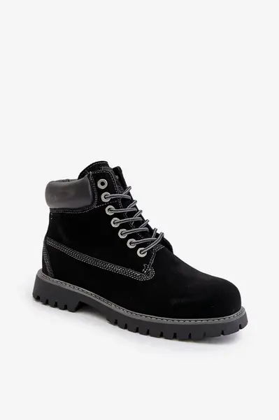 Suede insulated men's trappers Big Star HI-POLY SYSTEM black