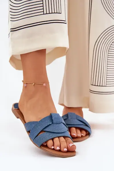 Boto Ploché Dámske Sandále S Prepletanými Pásikmi Džínové Selaenor