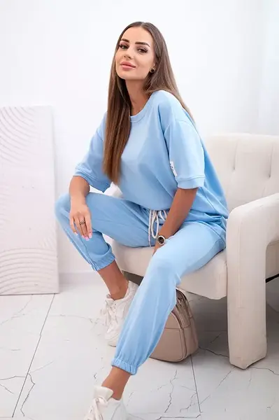 Kesi Włoski Dámska viskózová súprava s krátkym rukávom a nohavicami modrý