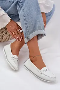 S. BARSKI Ploské Kožené Mokasíny S Dekoráciou S.Barski