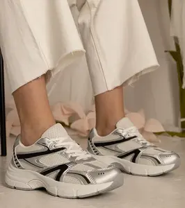 Gemre Strieborné dámske športové tenisky s trblietkami Bakari