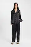 DEFACTO Fall In Love Pajama Set Satin Long Sleeve Top Elastic Waist Bottom