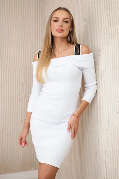 Dress with wide straps white
