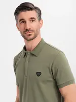 Ombre Men's polo shirt with zip neckline - olive