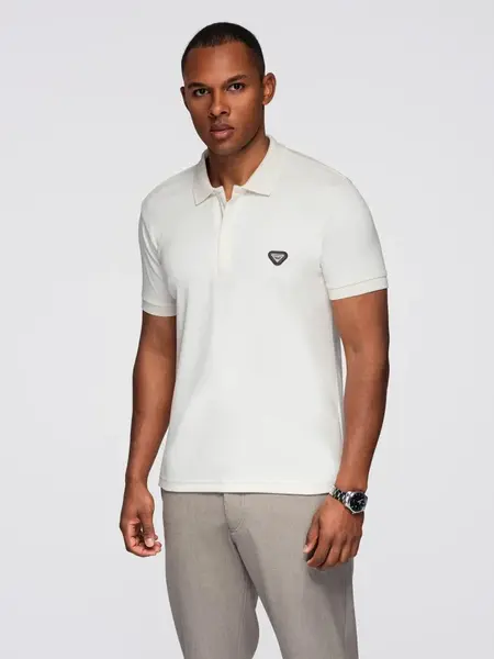 Ombre Men's polo shirt with zipper neckline - white
