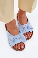 Boto Dámske Pantofle Na Korkovej Podošve S Mašľou Modré Seressa