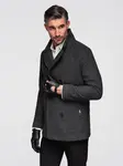 Ombre Men's short double-breasted wool coat - graphite