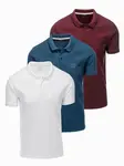 Ombre BASIC men's cotton polo t-shirt set - white/maroon/dark blue