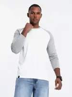 Ombre Men's longsleeve with raglan contrast sleeves - white and gray