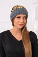 Women's cap Iris K348 dark gray+yellow