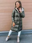 Zelená, dlhá dámska obojstranná prešívaná zimná bunda s kapucňou Dstreet