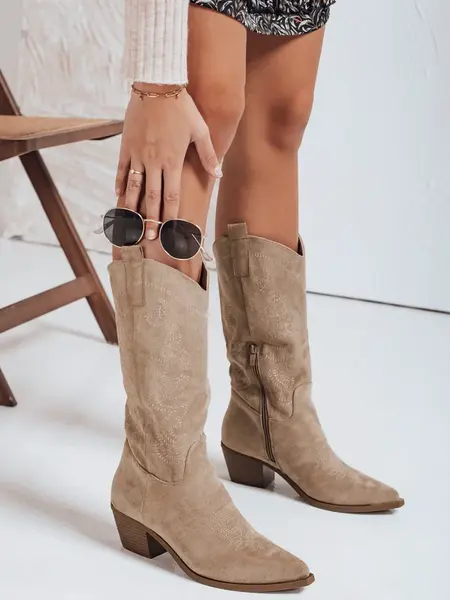 Dámské béžové kovbojské holínky