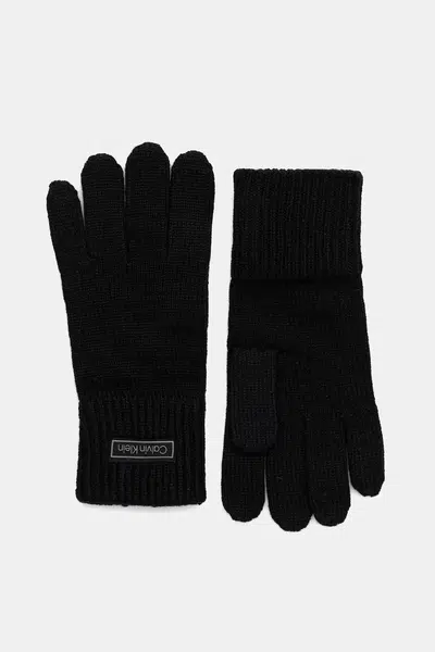 Vlněné rukavice Calvin Klein dámské, černá barva, LV14F8041G