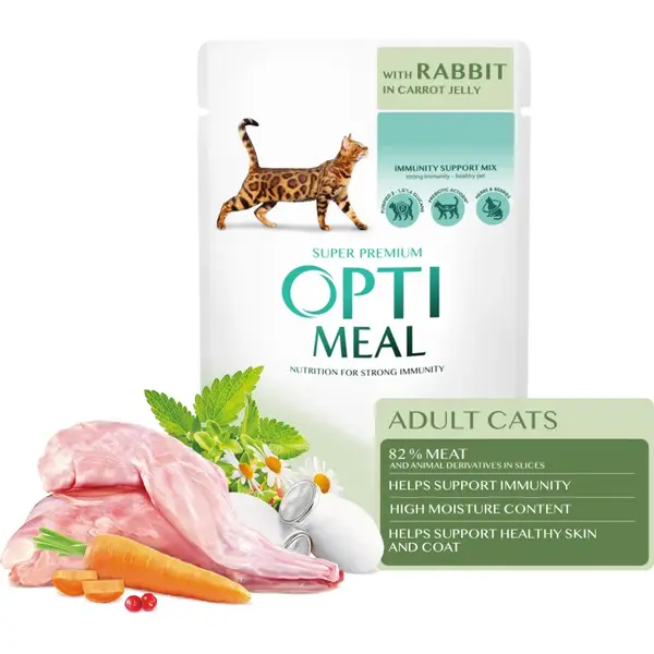 OPTIMEAL™ Superpremium kapsička pre mačky s kralikom v mrkvovom žele 12x85g (5840)