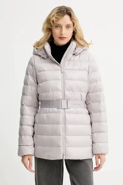 Bunda Calvin Klein šedá barva, zimní, LV044D542G