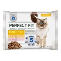 Perfect Fit Sensitive 1+ kapsičky pro kočky - kuřecí maso, losos 4 x 85 g