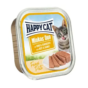 Happy Cat Minkas Duo - hovädzie a králičie mäso 16 x 100 g
