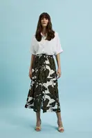 Dámská midi sukně MOODO se vzorem - khaki/černá