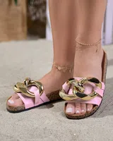 Resti Women's pink slippers with decoration at Fixci- Footwear