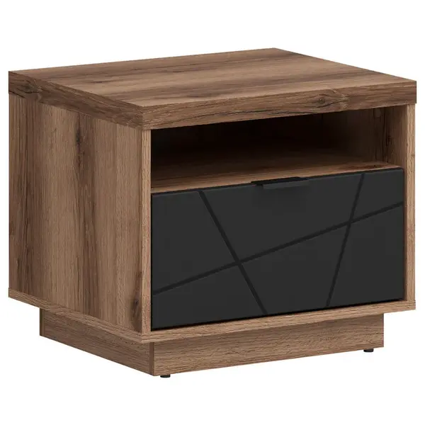 Hom`in NOČNÍ STOLEK K POSTELI, černá, barvy dubu,